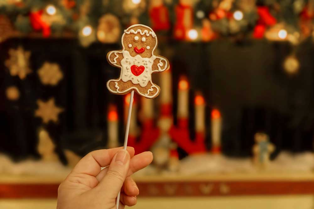 A tiny gingerbread lady on a tick