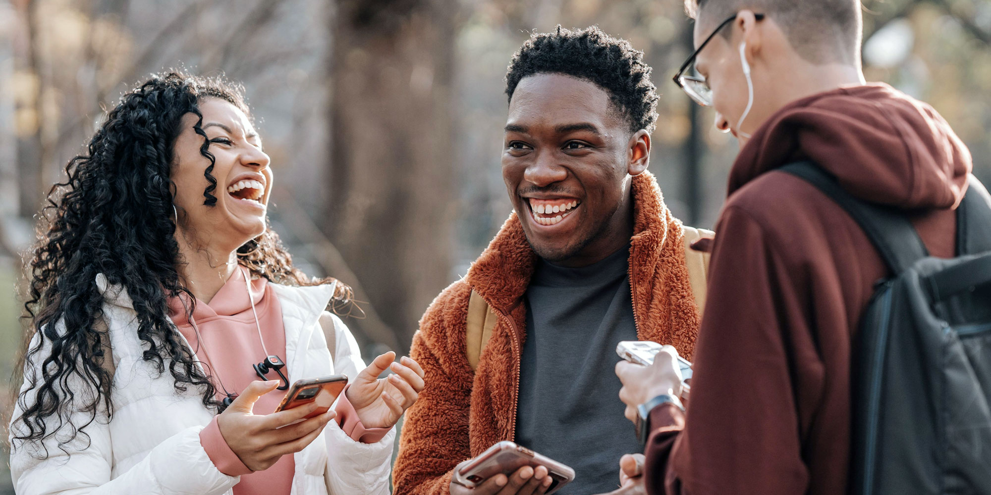 A group of college students chatting