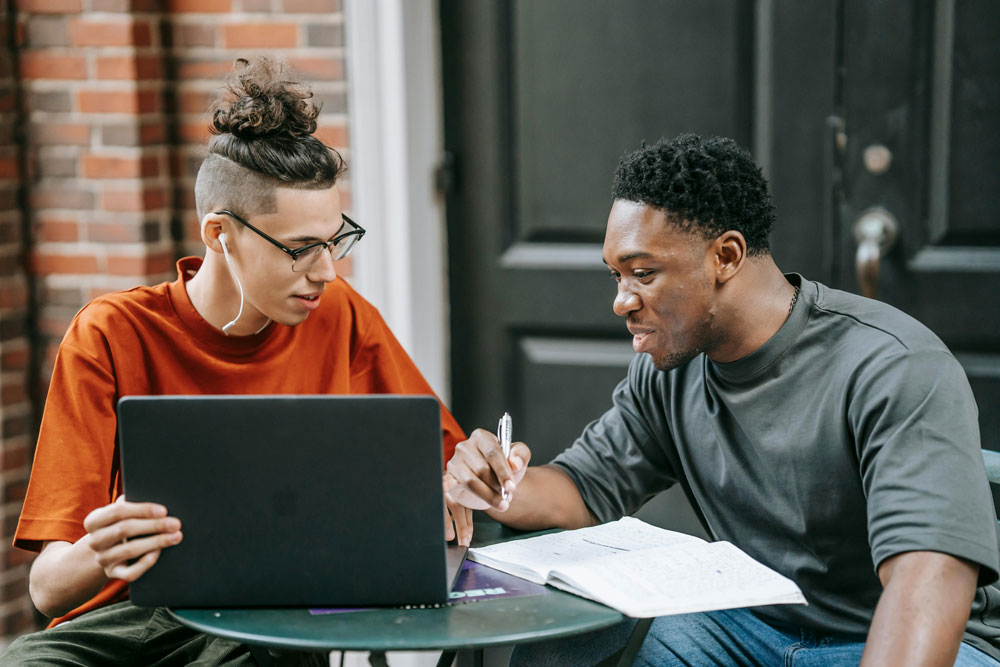 A pair of students working together