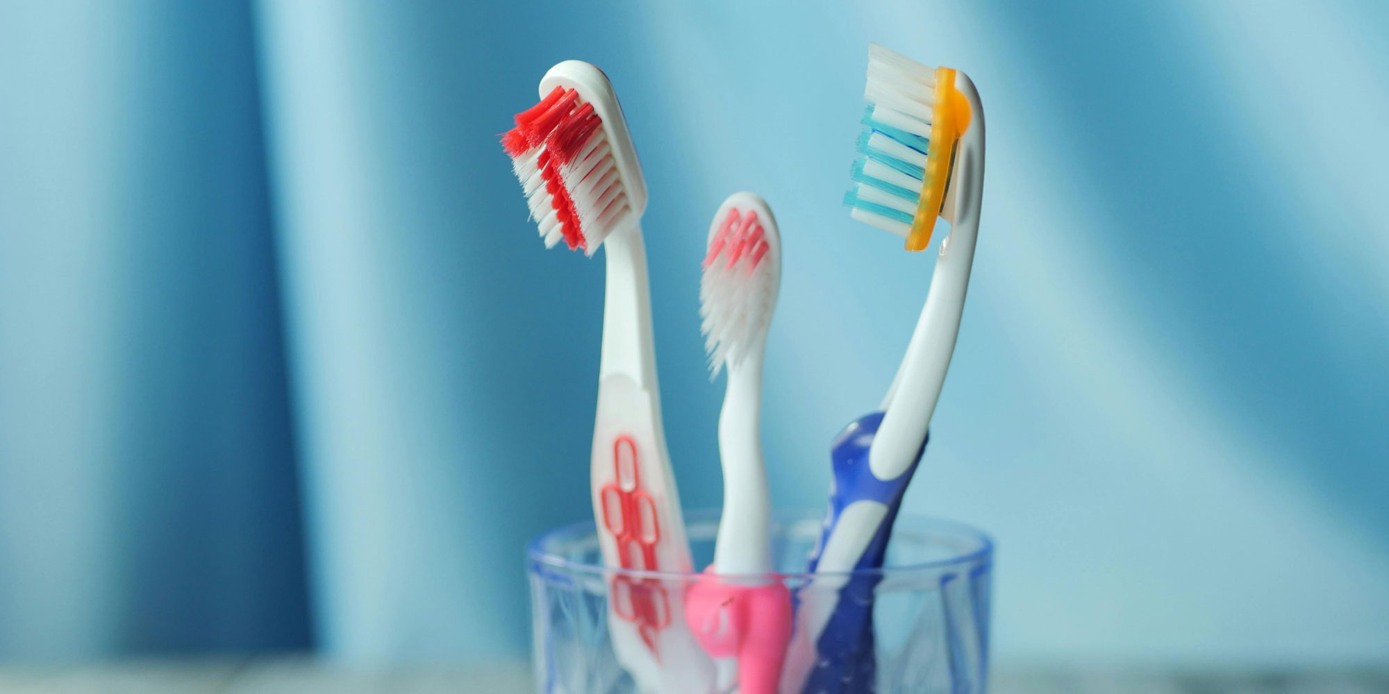 A collection of toothbrushes in a glass