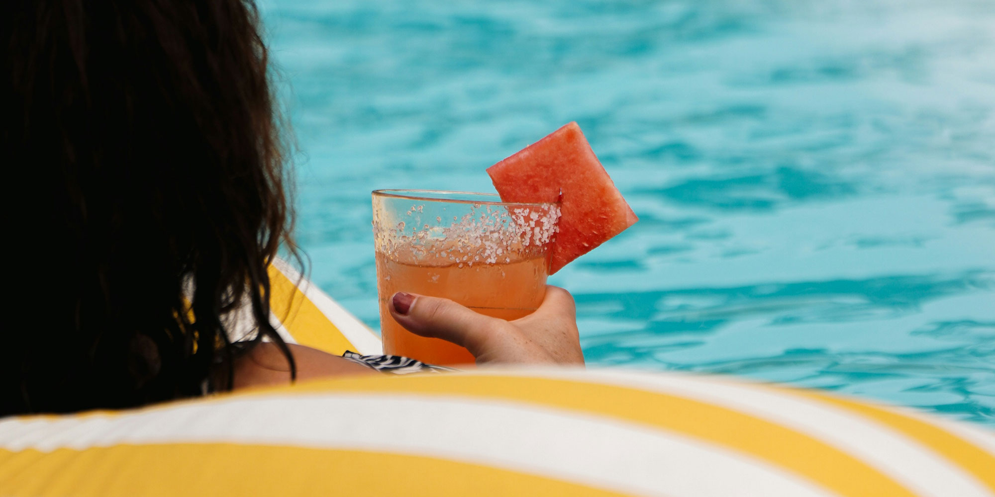 A cool drink by the pool
